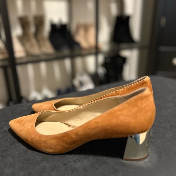 Ann Taylor Bette Suede Block Heel Pumps In Cognac, 7.5 - Picture 7 of 15